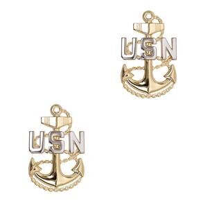 Vanguard NWT US Navy Collar Devie: E7 Chief Petty Officer- Clutch Back Pin
